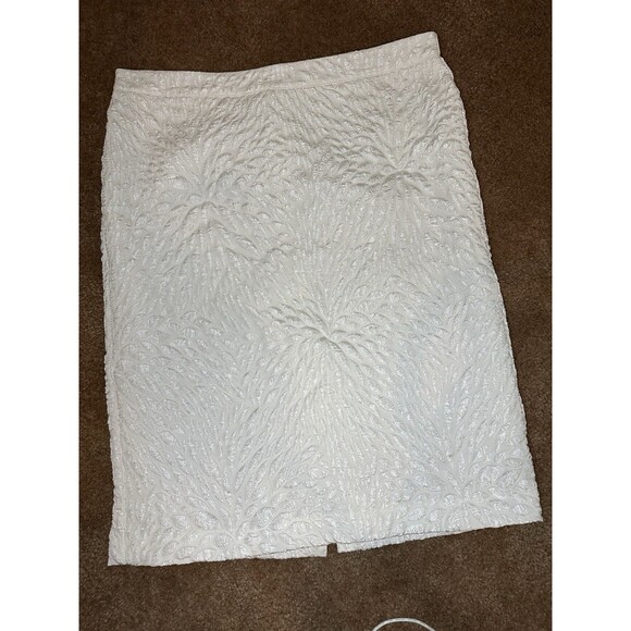 John Meyer Collection Creamy White  Textured Brocade Skirt Suit Set Size 14/16 - Picture 7 of 17